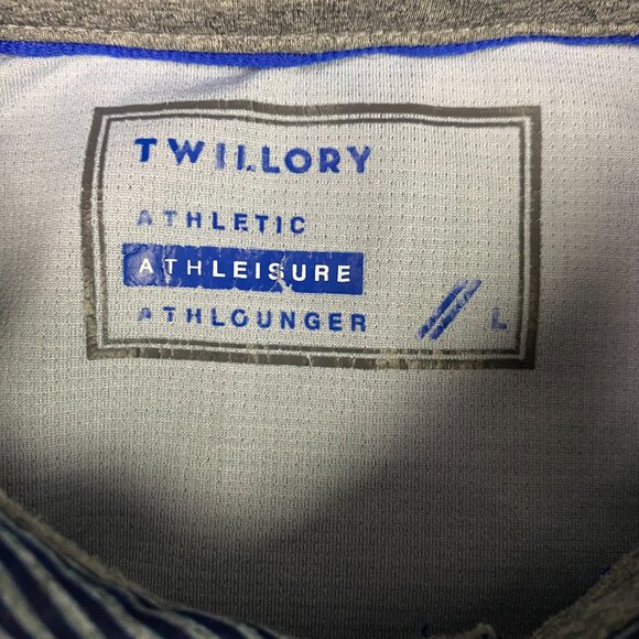 Twillory Athleisure Polo Shirt Men's Large Blue White Stripe Performance Golf - Picture 5 of 11